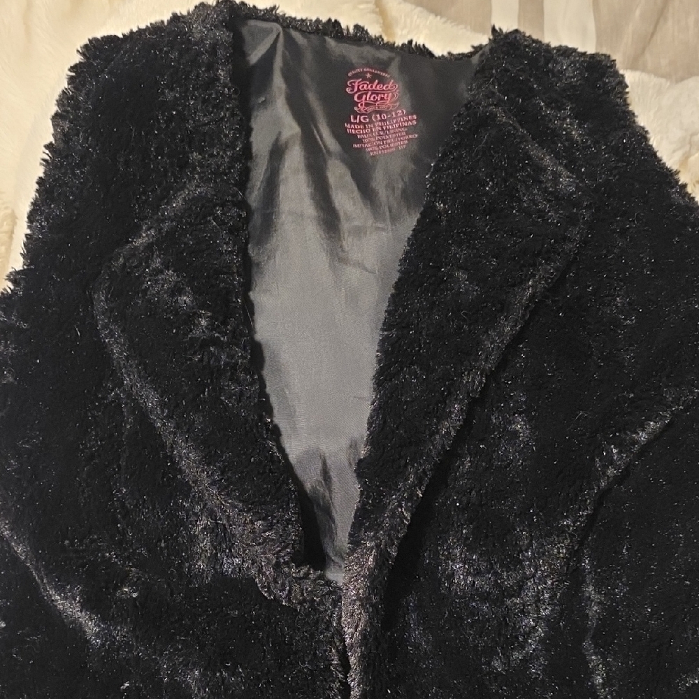 Faded Glory Women's Plush Black Teddy Jacket